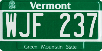 VT license plate WJF237
