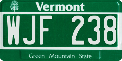 VT license plate WJF238