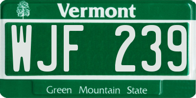 VT license plate WJF239