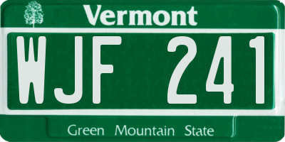 VT license plate WJF241