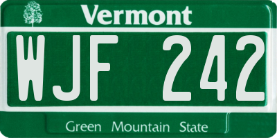 VT license plate WJF242