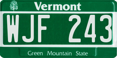 VT license plate WJF243