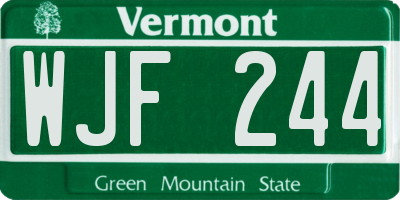 VT license plate WJF244
