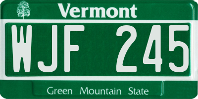 VT license plate WJF245
