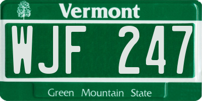 VT license plate WJF247