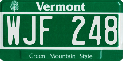 VT license plate WJF248