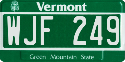 VT license plate WJF249