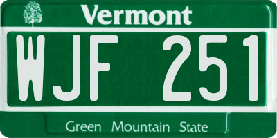 VT license plate WJF251