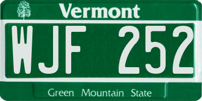 VT license plate WJF252