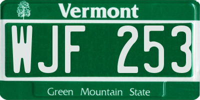 VT license plate WJF253