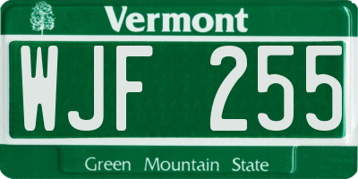 VT license plate WJF255