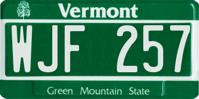 VT license plate WJF257