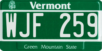 VT license plate WJF259