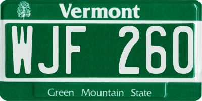 VT license plate WJF260