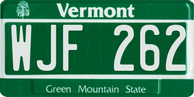 VT license plate WJF262