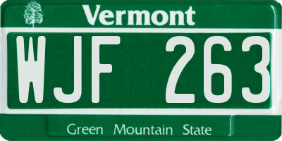 VT license plate WJF263