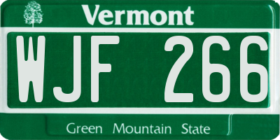 VT license plate WJF266