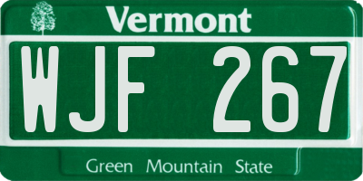 VT license plate WJF267