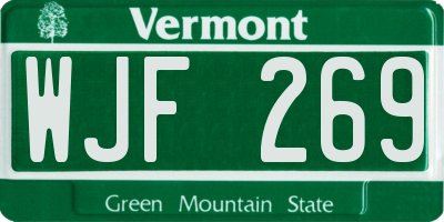 VT license plate WJF269