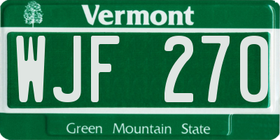 VT license plate WJF270