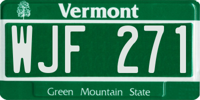 VT license plate WJF271
