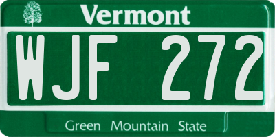 VT license plate WJF272