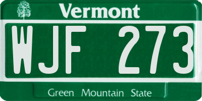 VT license plate WJF273