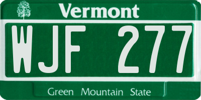 VT license plate WJF277