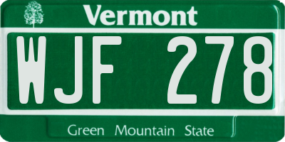 VT license plate WJF278