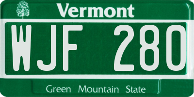 VT license plate WJF280