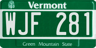 VT license plate WJF281