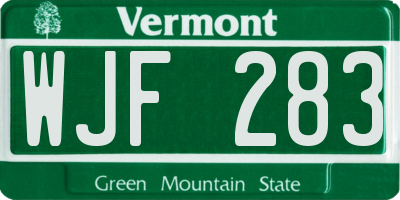 VT license plate WJF283