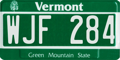 VT license plate WJF284
