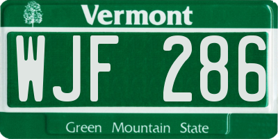 VT license plate WJF286