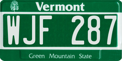 VT license plate WJF287