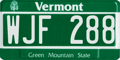 VT license plate WJF288
