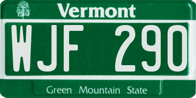 VT license plate WJF290