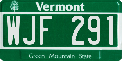 VT license plate WJF291