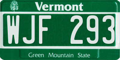 VT license plate WJF293