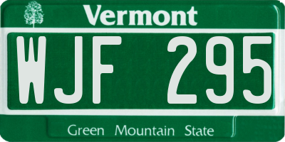VT license plate WJF295