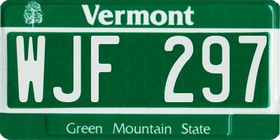 VT license plate WJF297