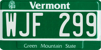 VT license plate WJF299