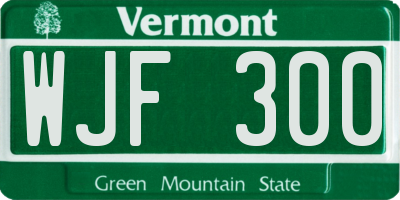 VT license plate WJF300