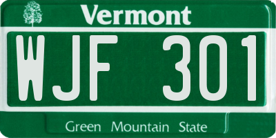 VT license plate WJF301
