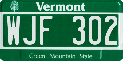 VT license plate WJF302