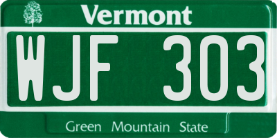 VT license plate WJF303