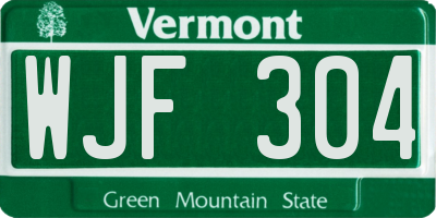 VT license plate WJF304