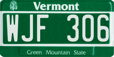 VT license plate WJF306