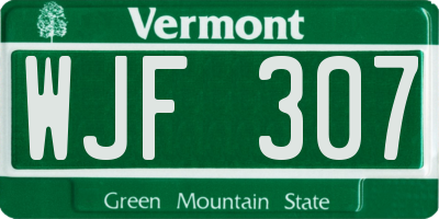 VT license plate WJF307