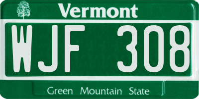 VT license plate WJF308